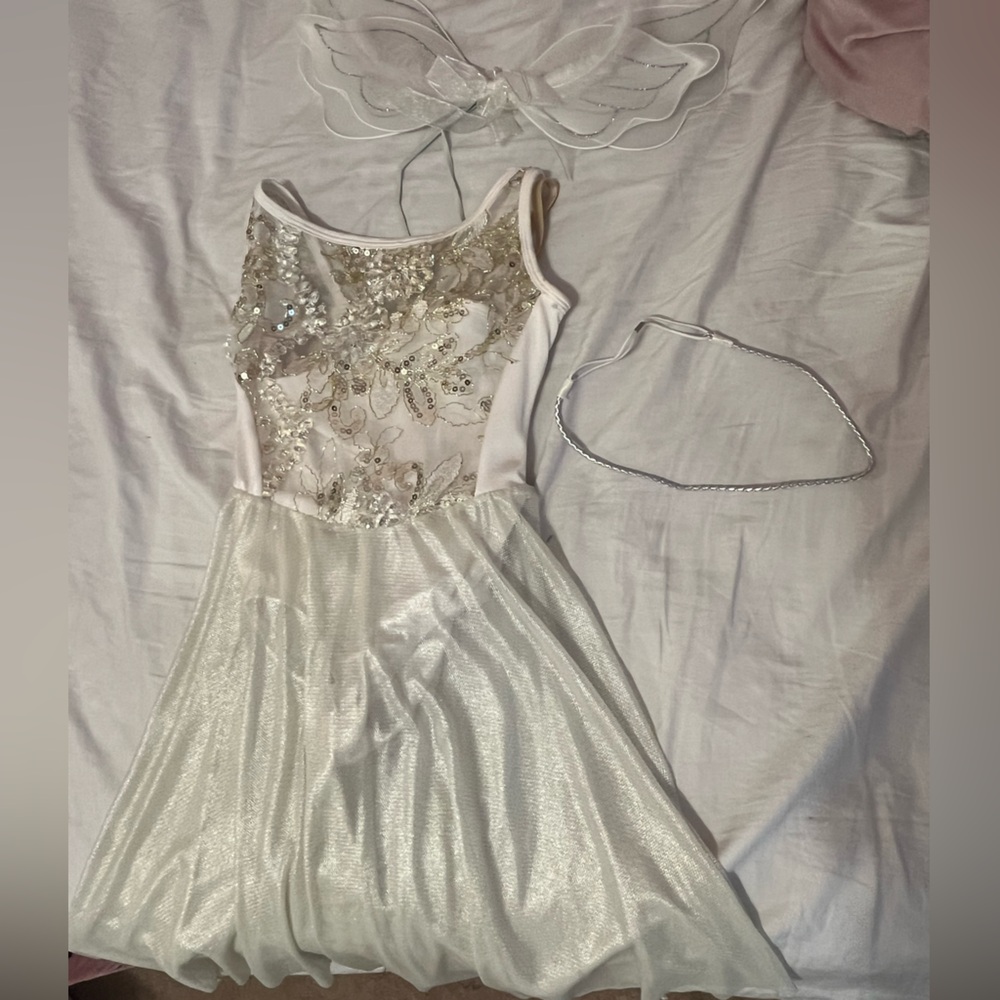 Kids Angel costume Elegant White Dress with Sequin Details